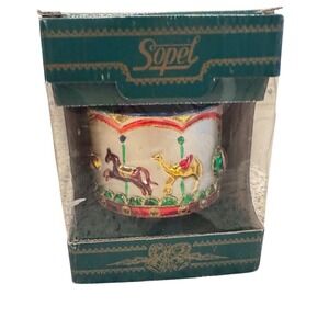 Sopel Handcrafted Glass Christmas‎ Ornament Carousel Horse Camel Rooster Vintage